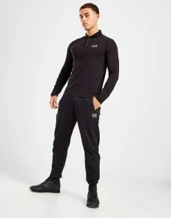 Emporio Armani EA7 Core Long Sleeve Polo Shirt Sort -Herretoj Salg jd 148137 d