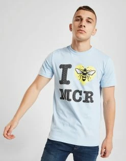 Official Team I Heart Manchester Short Sleeve T-Shirt Herre Blå