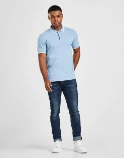 Fred Perry Twin Tipped Kortærmet Polotrøje Herre Blå -Herretoj Salg jd 353314 d