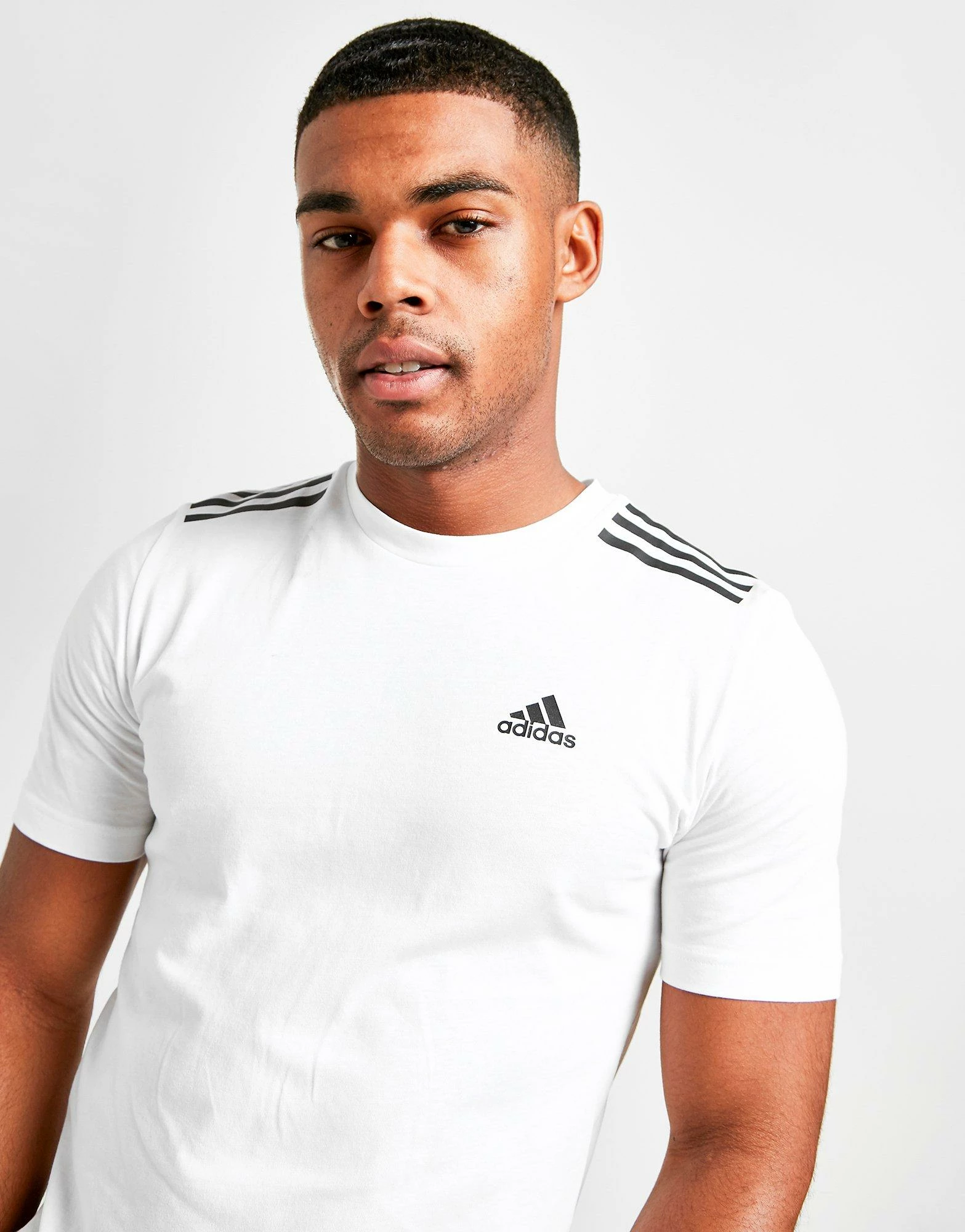 Adidas Badge Of Sport 3-Stripes T-Shirt Herre Hvid 3 Adidas Badge Of Sport 3-Stripes T-Shirt Herre Hvid