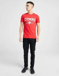 Official Team Wales Cymru Kortærmet T-shirt Herre Rød -Herretoj Salg jd 365192 c