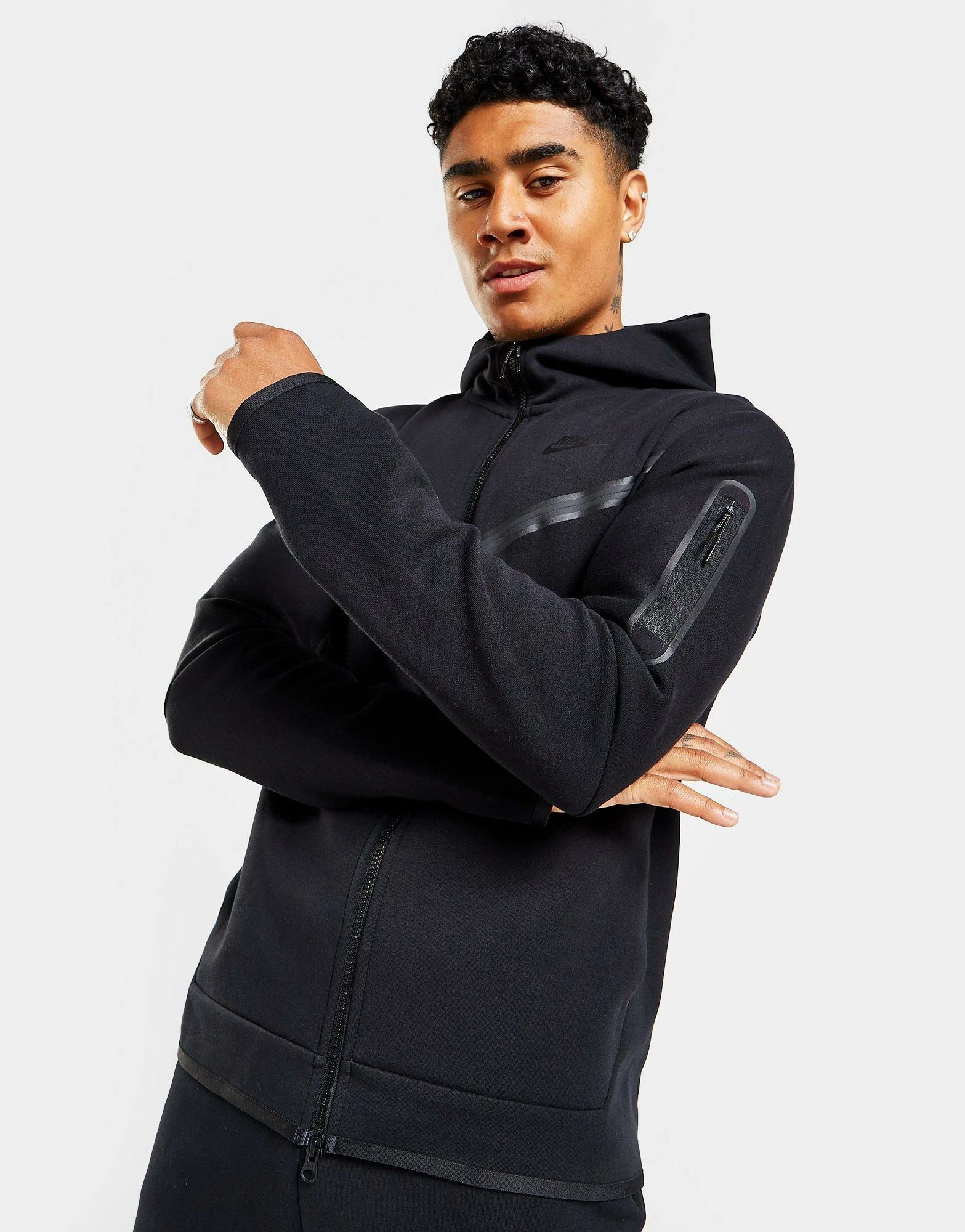 Nike Tech Fleece Full Zip Hættetrøje Herre Sort 4 Nike Tech Fleece Full Zip Hættetrøje Herre Sort - Billede 2