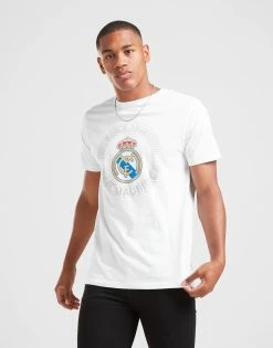 Official Team Real Madrid Crest Short Sleeve T-Shirt Herre Hvid