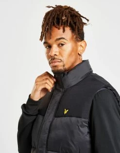 Lyle & Scott Wadded Gilet Jacket Sort -Herretoj Salg jd 384326 e