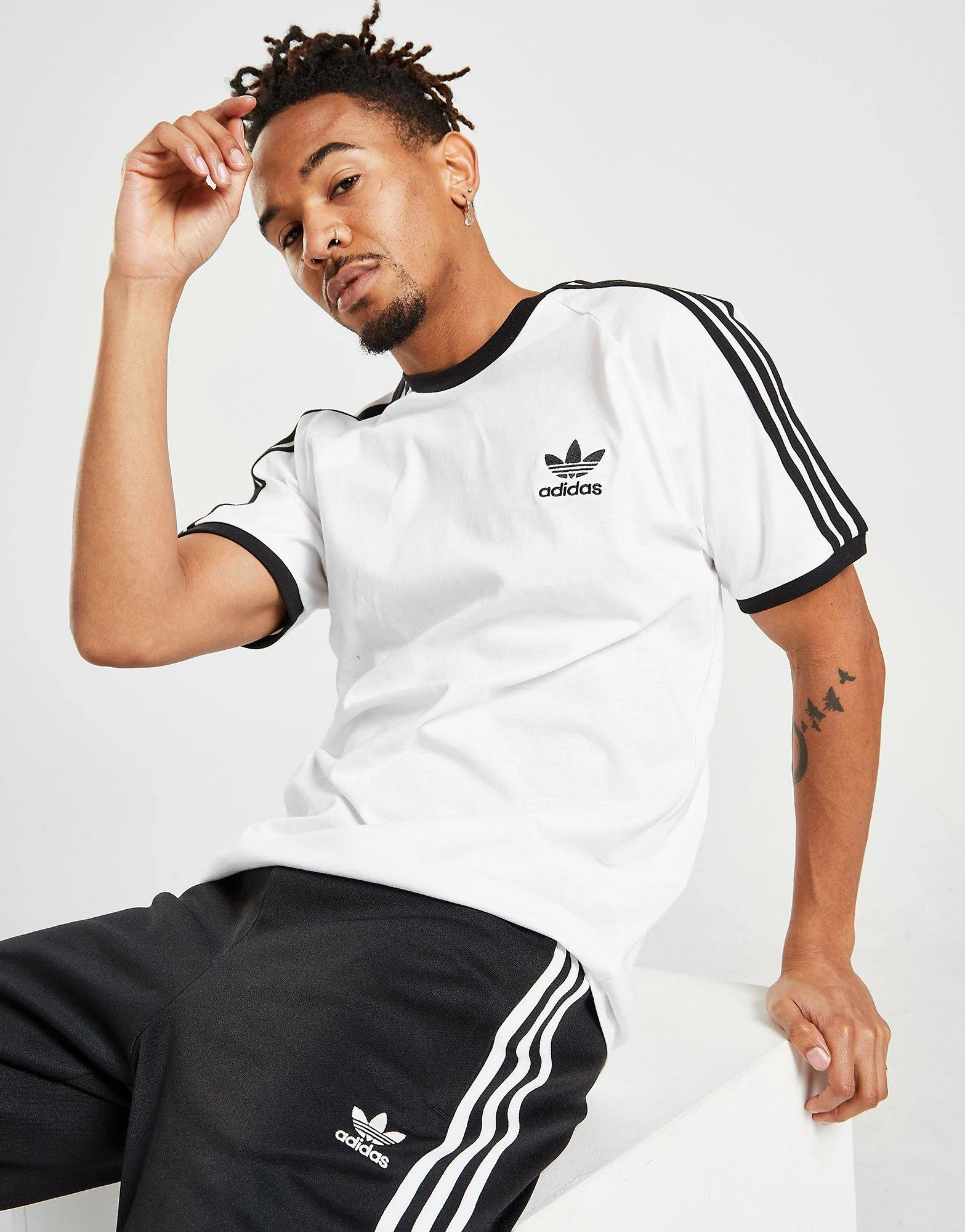 Adidas Originals California 3-Stripes T-Shirt Herre Hvid 3 Adidas Originals California 3-Stripes T-Shirt Herre Hvid