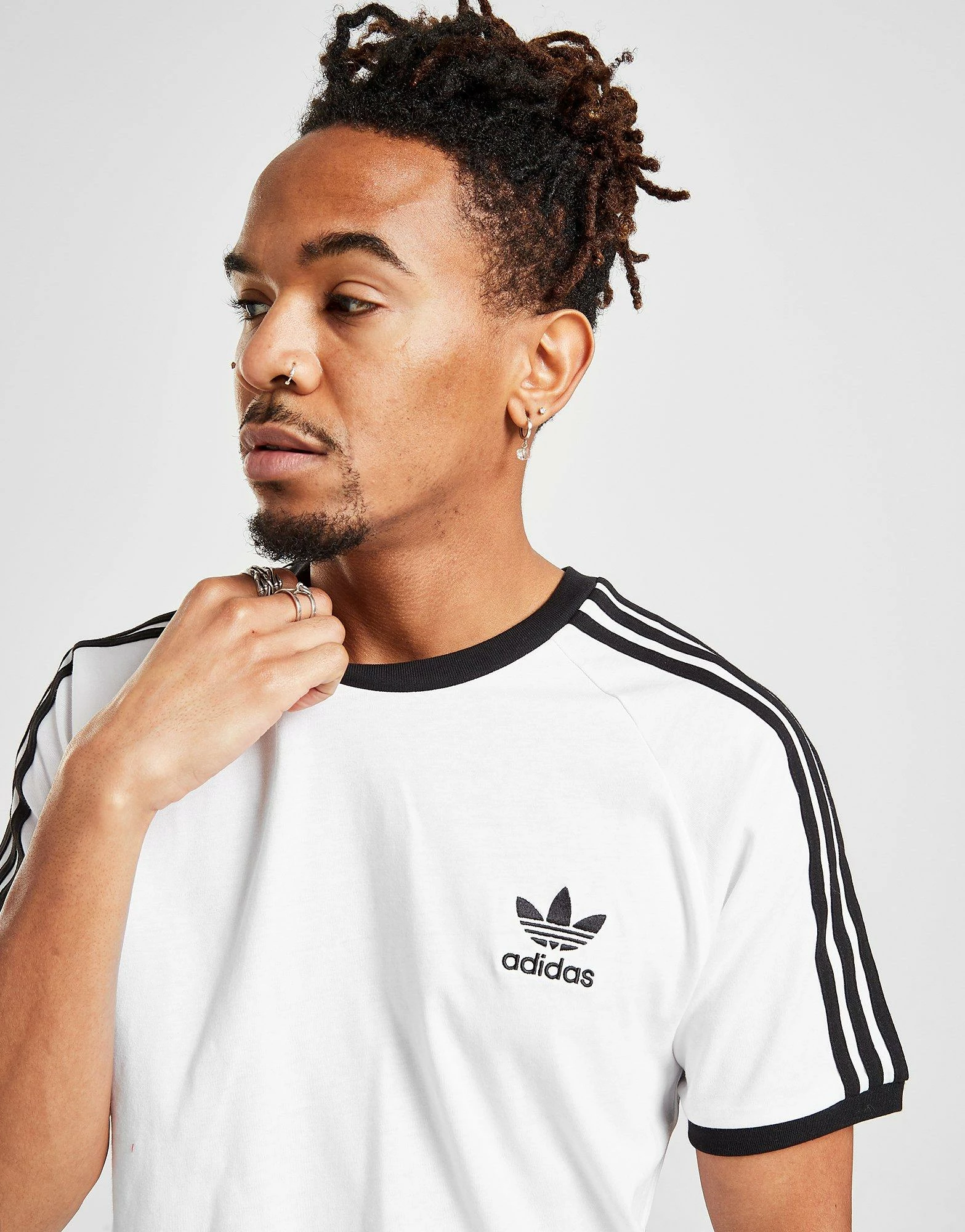 Adidas Originals California 3-Stripes T-Shirt Herre Hvid 7 Adidas Originals California 3-Stripes T-Shirt Herre Hvid - Billede 5