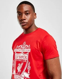 Official Team Liverpool FC Crest Short Sleeve T-Shirt Rød -Herretoj Salg jd 446984 c