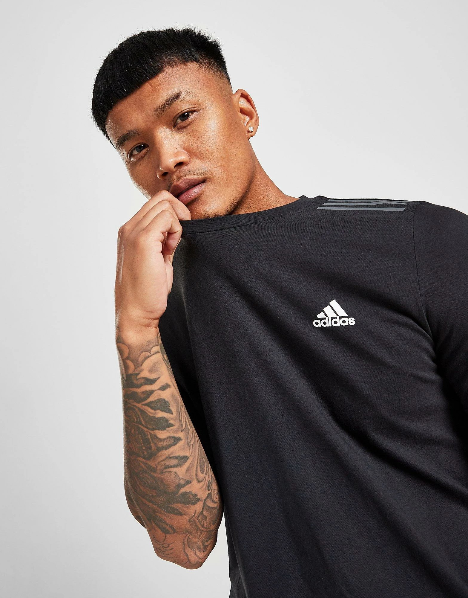 Adidas Badge Of Sport 3-Stripes T-Shirt Herre Sort 4 Adidas Badge Of Sport 3-Stripes T-Shirt Herre Sort - Billede 2