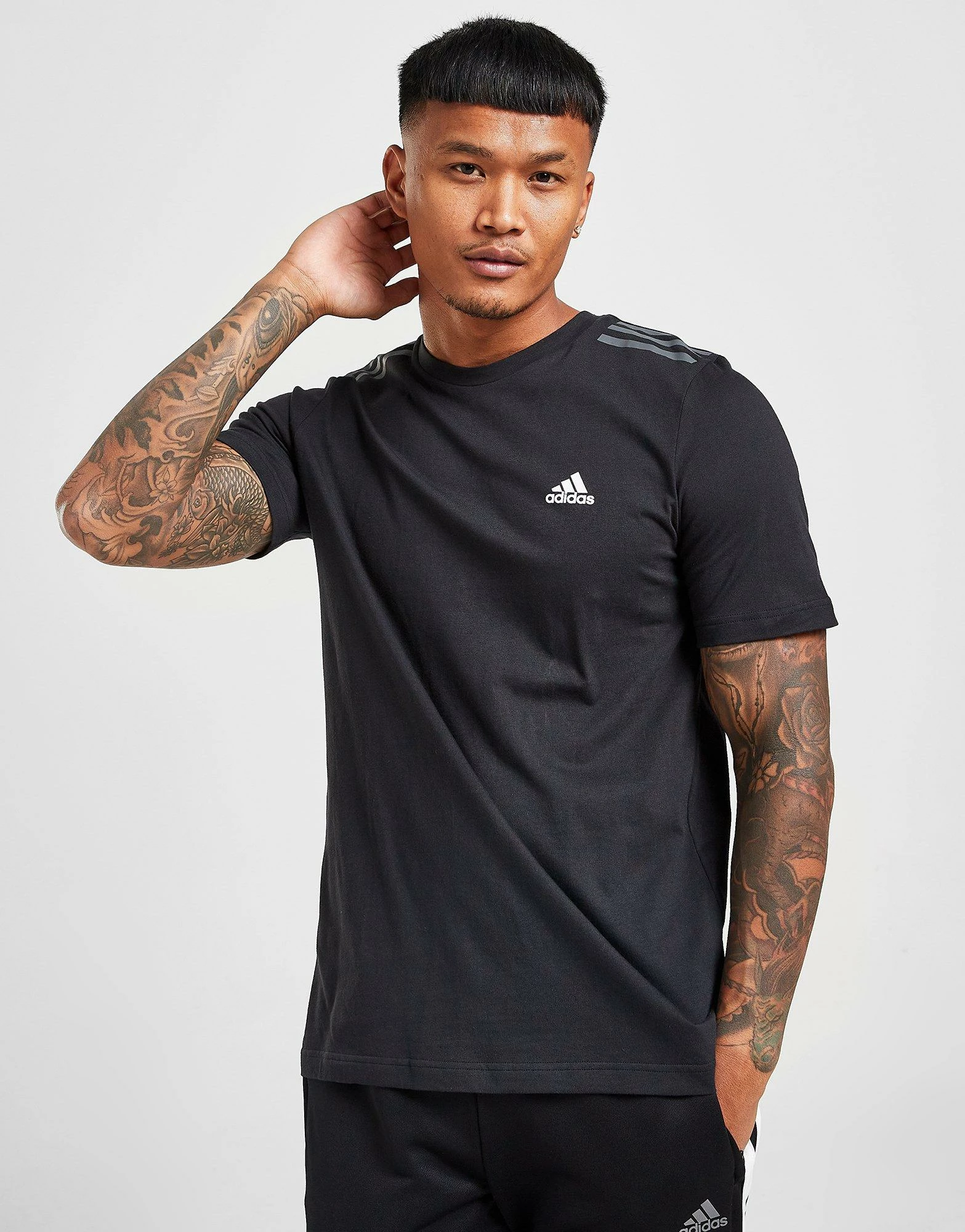 Adidas Badge Of Sport 3-Stripes T-Shirt Herre Sort 6 Adidas Badge Of Sport 3-Stripes T-Shirt Herre Sort - Billede 4