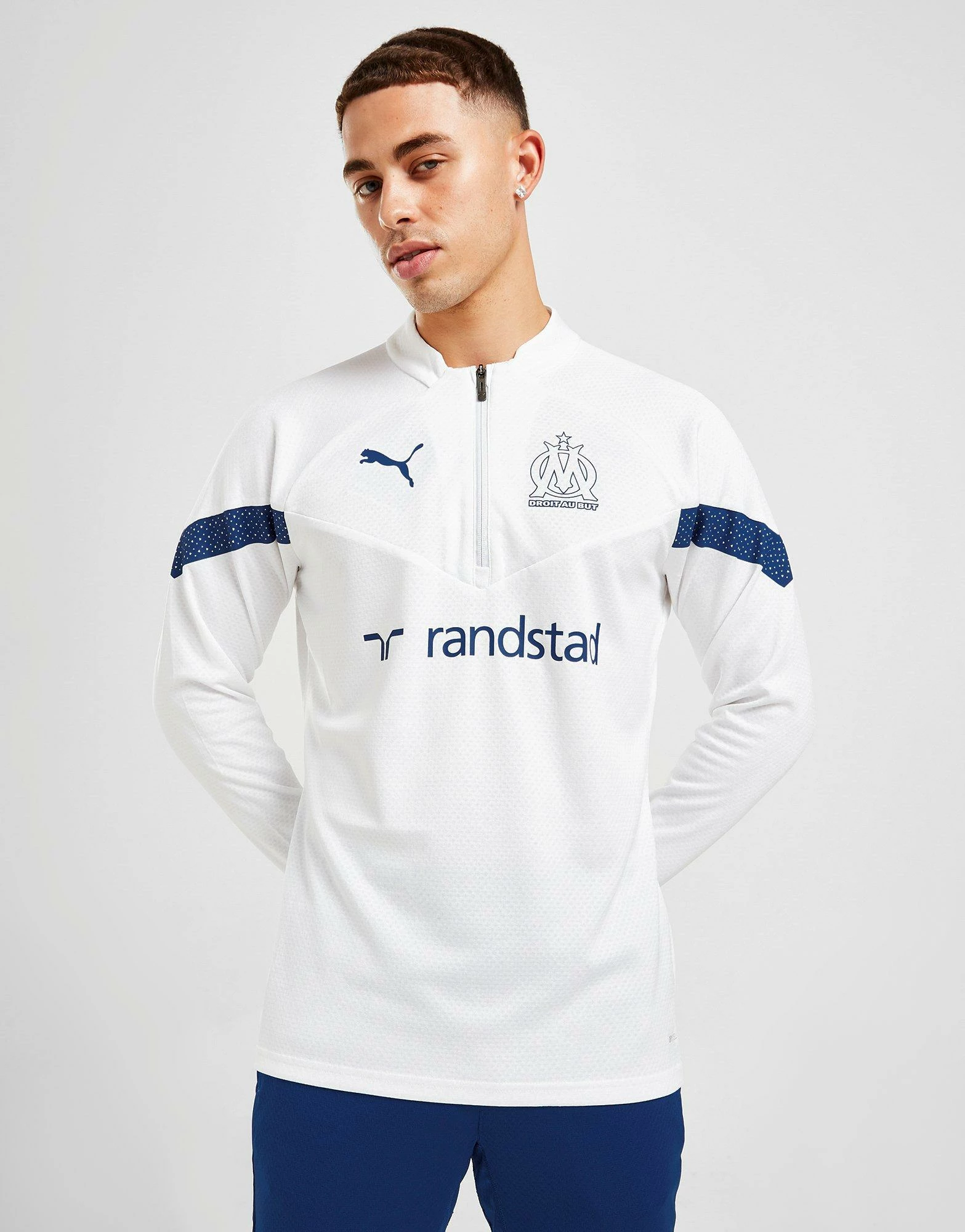 Puma Olympique Marseille Training 1/4 Zip Top Hvid 3 Puma Olympique Marseille Training 1/4 Zip Top Hvid