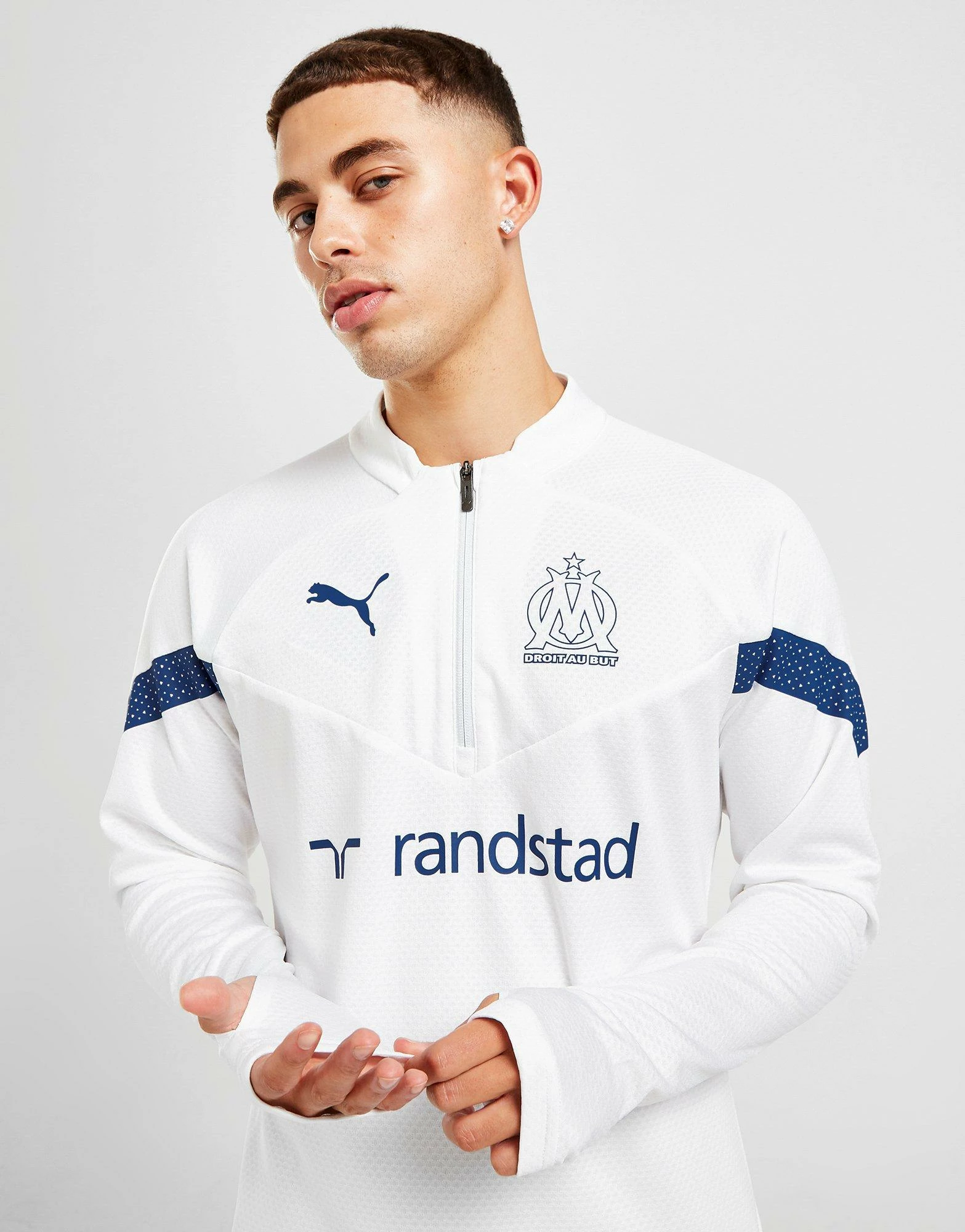 Puma Olympique Marseille Training 1/4 Zip Top Hvid 4 Puma Olympique Marseille Training 1/4 Zip Top Hvid - Billede 2