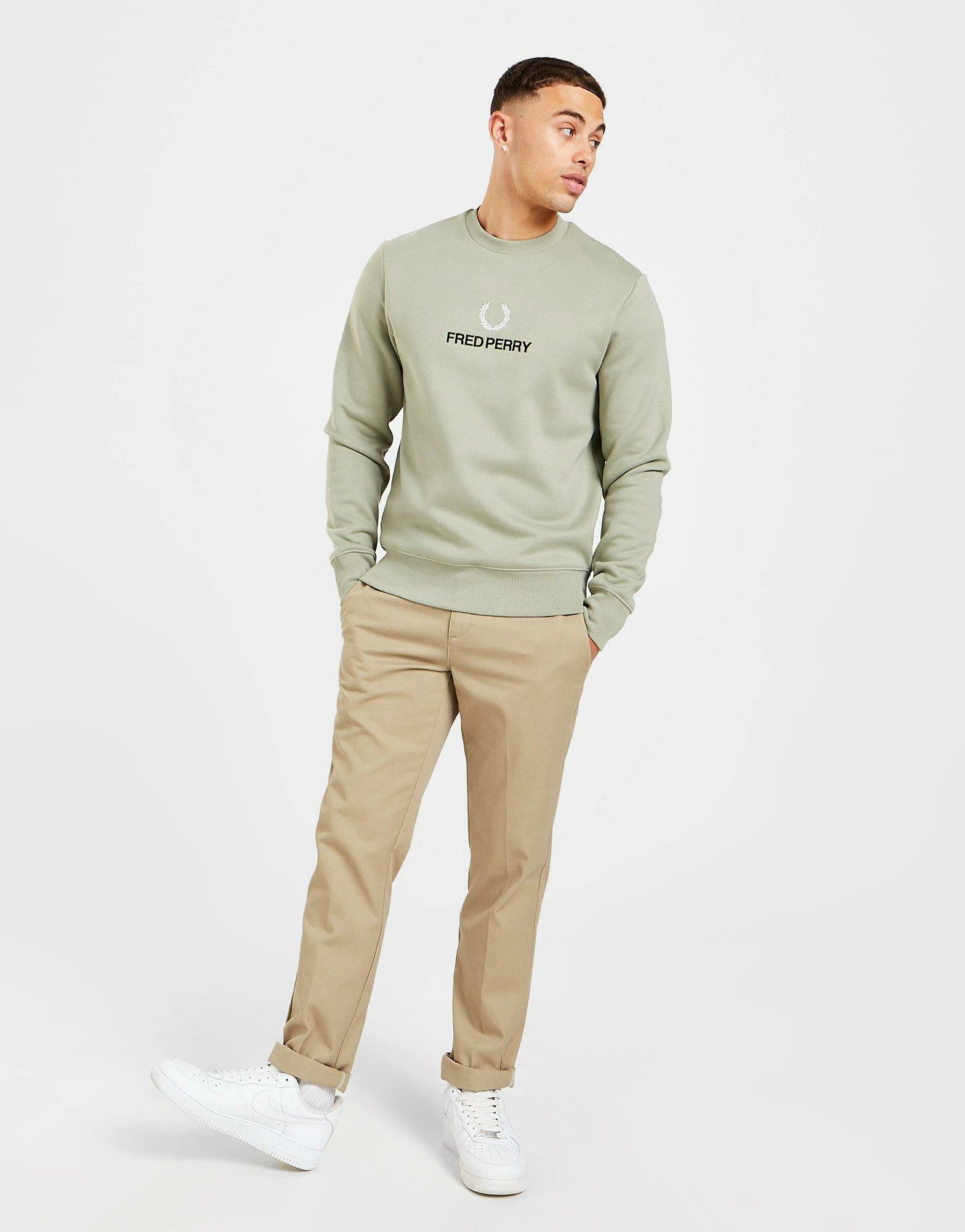 Fred Perry Global Crew Sweatshirt Grøn 7 Fred Perry Global Crew Sweatshirt Grøn - Billede 5