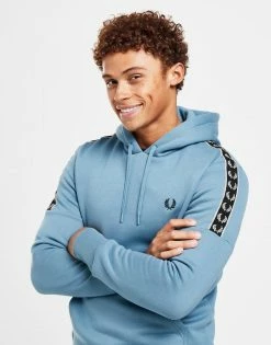 Fred Perry Tape Overhead Hoodie Blå