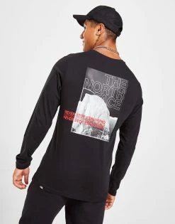 The North Face Back Mountain Graphic Langærmet T-Shirt Herre Sort -Herretoj Salg jd 549313 c