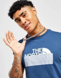 The North Face Covered Box Logo T-Shirt Blå -Herretoj Salg jd 549319 c