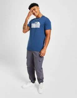 The North Face Covered Box Logo T-Shirt Blå -Herretoj Salg jd 549319 d