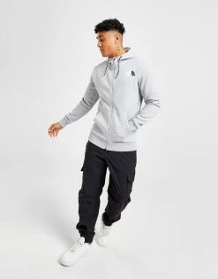 The North Face Fleece Full Zip Hoodie Grå -Herretoj Salg jd 549326 d