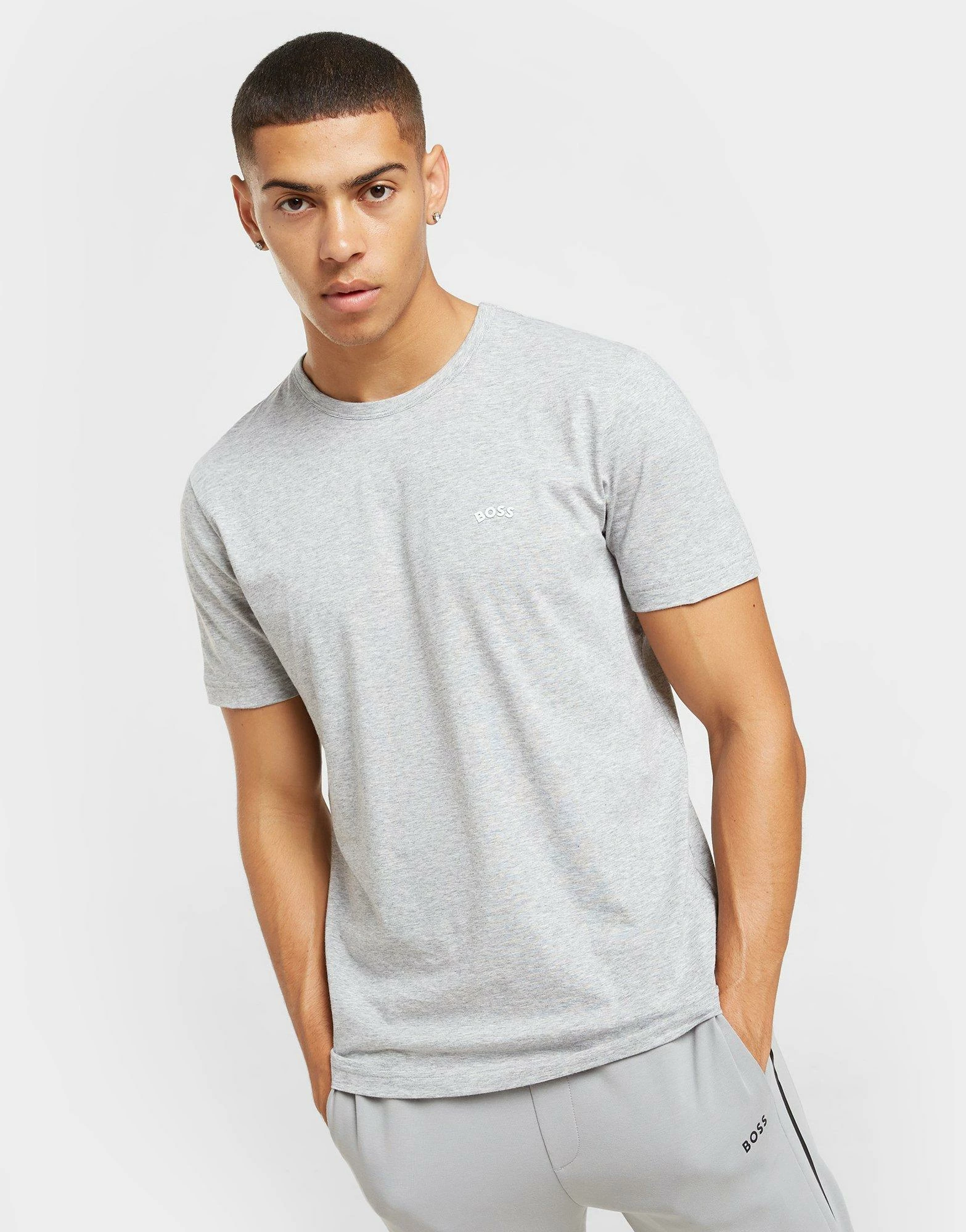 BOSS Core Curved Logo T-Shirt Grå 3 BOSS Core Curved Logo T-Shirt Grå