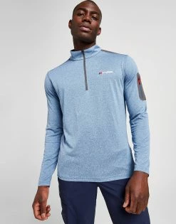 Berghaus Explorer 1/4 Zip Long Sleeve Top Blå -Herretoj Salg jd 551905 f