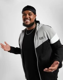 Emporio Armani EA7 Colour Block Full Zip Hoodie Tracksuit Sort