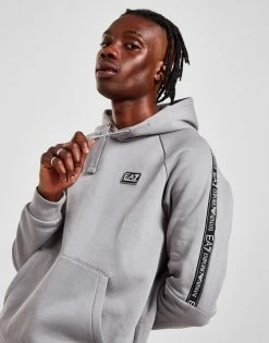 Emporio Armani EA7 Tape Overhead Hoodie Grå -Herretoj Salg jd 551962 d
