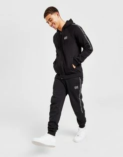 Emporio Armani EA7 Tape Full Zip Hoodie Sort -Herretoj Salg jd 551975 d