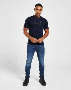 Emporio Armani EA7 Visibility Logo T-Shirt Blå -Herretoj Salg jd 551977 d
