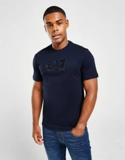 Emporio Armani EA7 Visibility Logo T-Shirt Blå -Herretoj Salg jd 551977 e