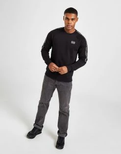 Emporio Armani EA7 Tape Crew Sweatshirt Sort -Herretoj Salg jd 552006 d