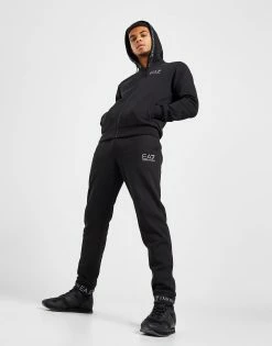 Emporio Armani EA7 Hooded Branded Full Zip Tracksuit Sort