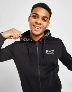 Emporio Armani EA7 Hooded Branded Full Zip Tracksuit Sort -Herretoj Salg jd 552014 d