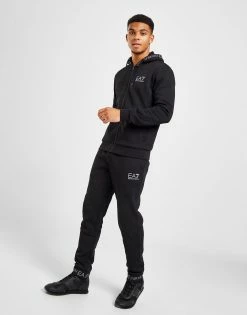 Emporio Armani EA7 Hooded Branded Full Zip Tracksuit Sort -Herretoj Salg jd 552014 g
