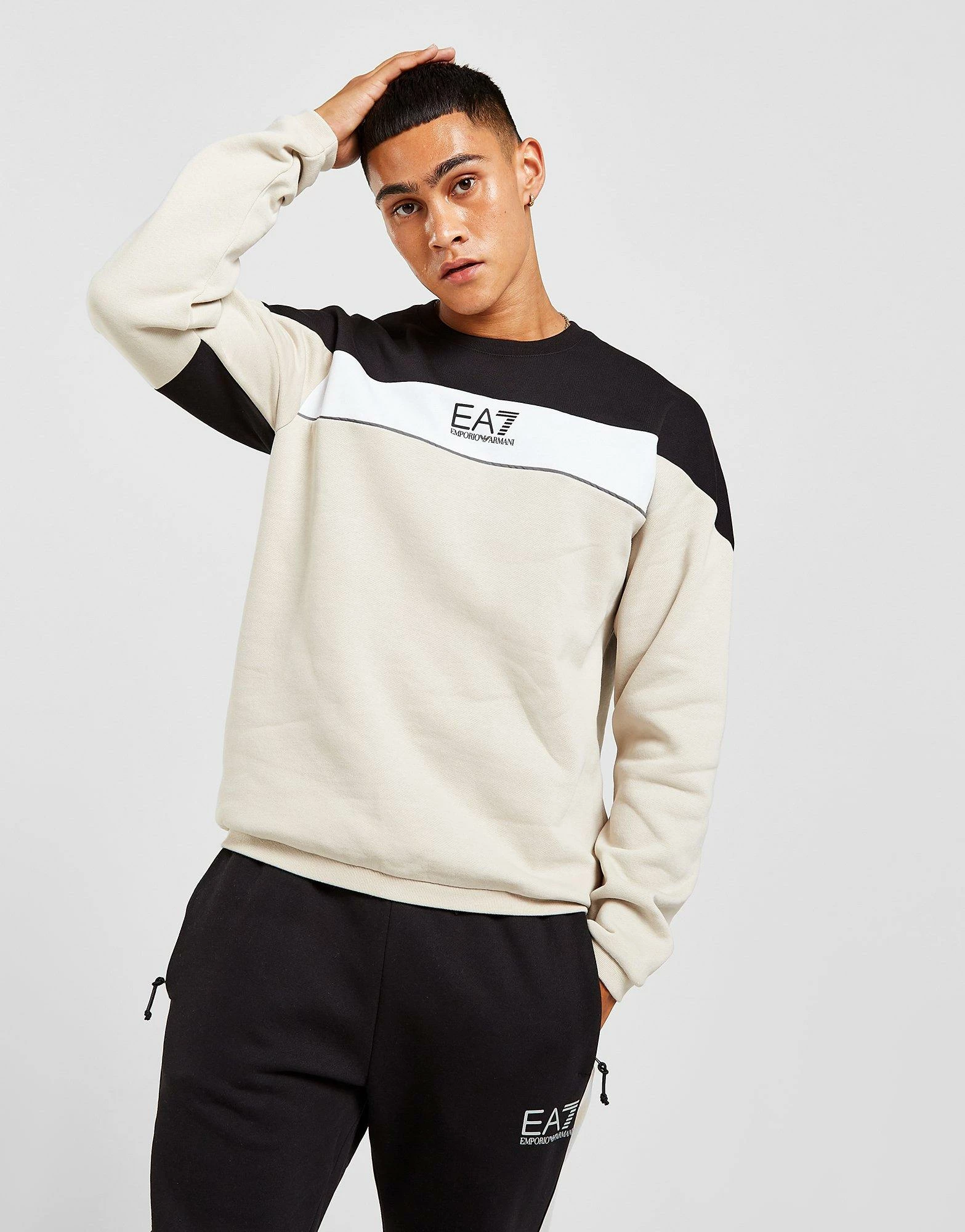 Emporio Armani EA7 Colour Block Crew Sweatshirt Brun 3 Emporio Armani EA7 Colour Block Crew Sweatshirt Brun