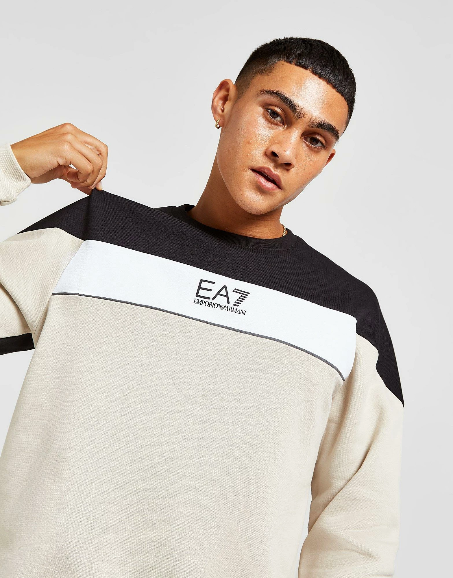 Emporio Armani EA7 Colour Block Crew Sweatshirt Brun 5 Emporio Armani EA7 Colour Block Crew Sweatshirt Brun - Billede 3