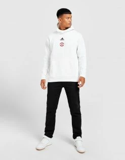 Adidas Manchester United FC Travel Hoodie Hvid -Herretoj Salg jd 552898 d