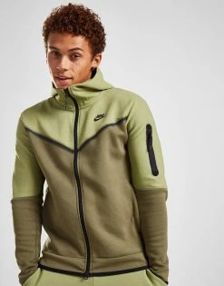 Nike Tech Fleece Full Zip Hættetrøje Herre Grøn -Herretoj Salg jd 553665 c