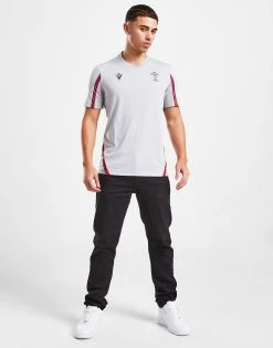 Macron Wales Rugby 2022/23 Training Shirt Grå -Herretoj Salg jd 554018 d