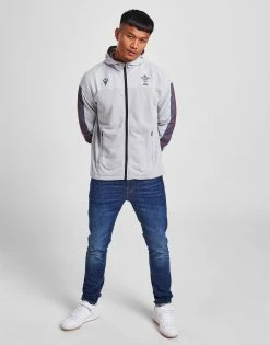 Macron Welsh Rugby Union 2022/23 Travel Jacket Grå -Herretoj Salg jd 554022 d