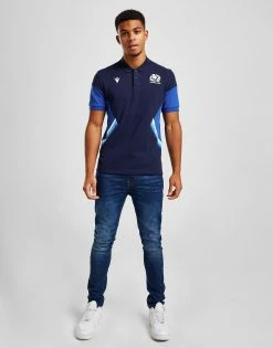 Macron Scotland Rugby 2022/23 Polo Shirt Blå -Herretoj Salg jd 554276 d