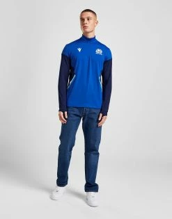 Macron Scotland Rugby Travel 1/4 Zip Top Blå -Herretoj Salg jd 554293 e