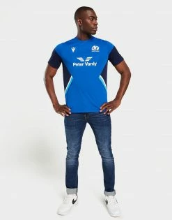 Macron Scotland Rugby Gym T-Shirt Blå -Herretoj Salg jd 554303 c