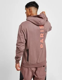 Jordan Paris Saint Germain Fleece Pullover Hoodie Brun -Herretoj Salg jd 556103 e