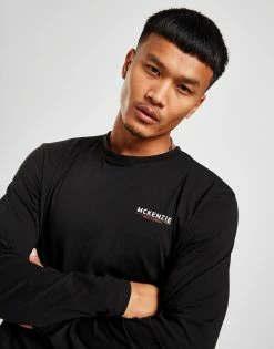 McKenzie Essential Logo Long Sleeve T-Shirt Sort -Herretoj Salg jd 560517 e