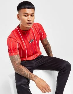 Fila Stripe T-Shirt Rød -Herretoj Salg jd 561447 b