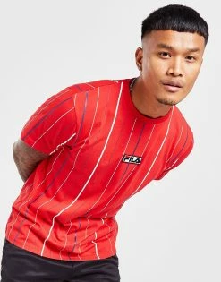 Fila Stripe T-Shirt Rød -Herretoj Salg jd 561447 c