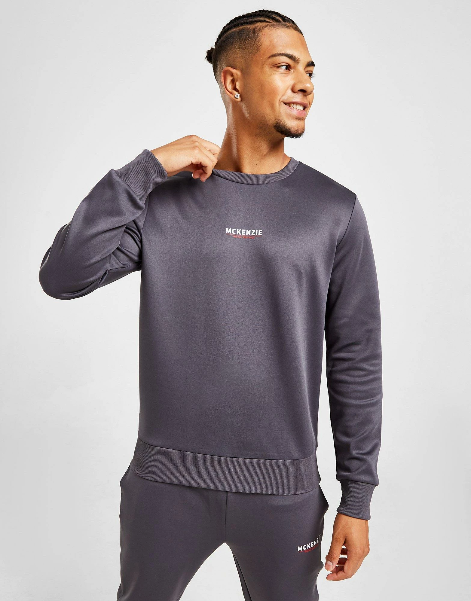 McKenzie Essential Poly Crew Sweatshirt Herre Grå 3 McKenzie Essential Poly Crew Sweatshirt Herre Grå