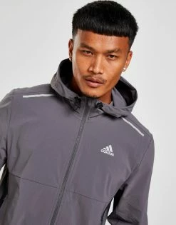 Adidas Tech Woven Full Zip Hoodie Grå