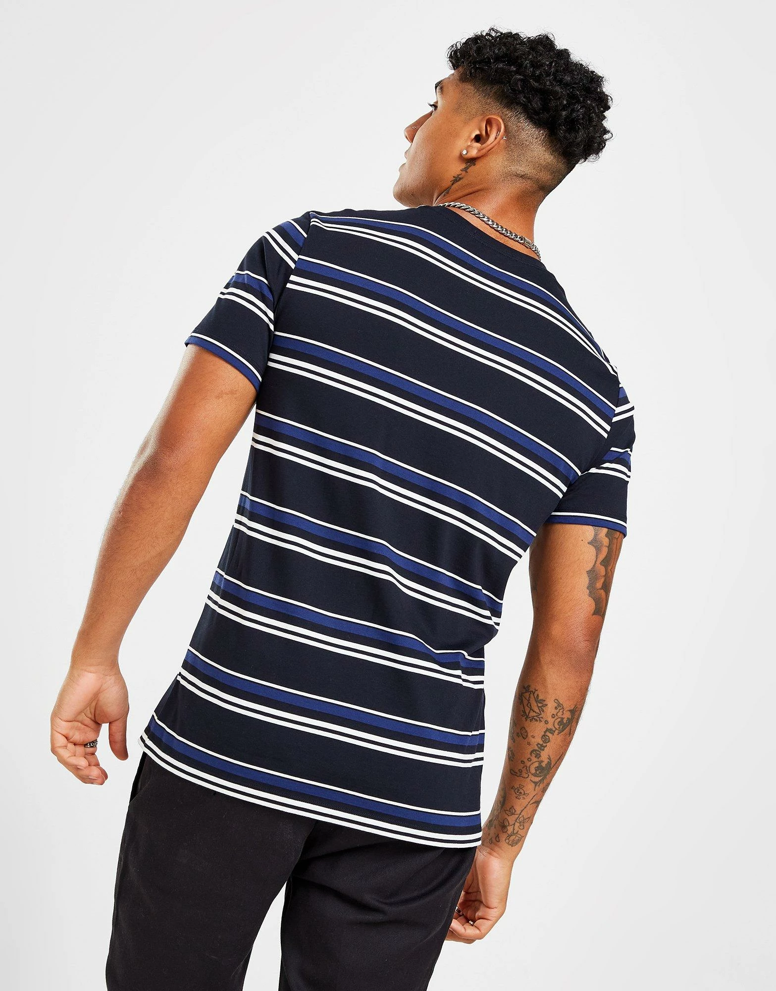 Fred Perry Fine Stripe Kortærmet T-Shirt Blå 4 Fred Perry Fine Stripe Kortærmet T-Shirt Blå - Billede 2