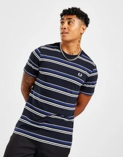 Fred Perry Fine Stripe Kortærmet T-Shirt Blå 9 Fred Perry Fine Stripe Kortærmet T-Shirt Blå -Herretoj Salg jd 565446 c