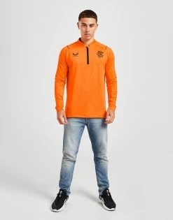 Castore Rangers FC 2022/23 Match Day 1/4 Zip Top Orange -Herretoj Salg jd 568911 d